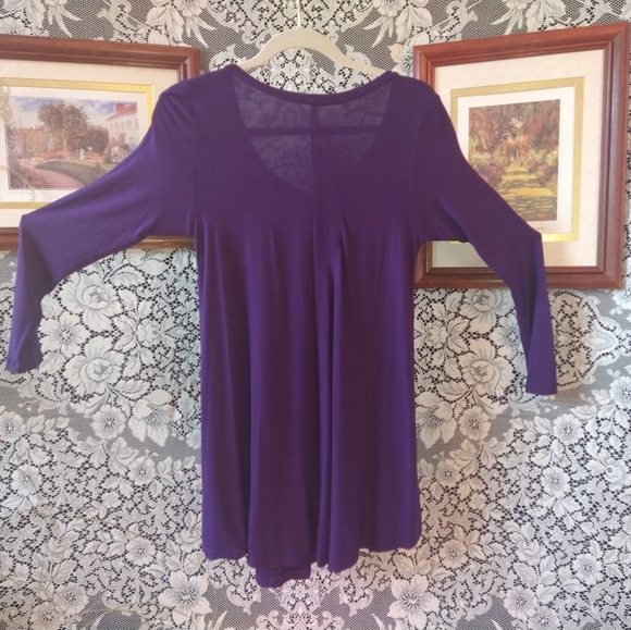 Brooke & Emma purple tunic top baby doll dress long sleeve loose fit scoop neck - Picture 3 of 5
